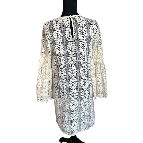 Michael Michael Kors Ivory Bell Sleeve Lace Dress Size M - Picture 3 of 15
